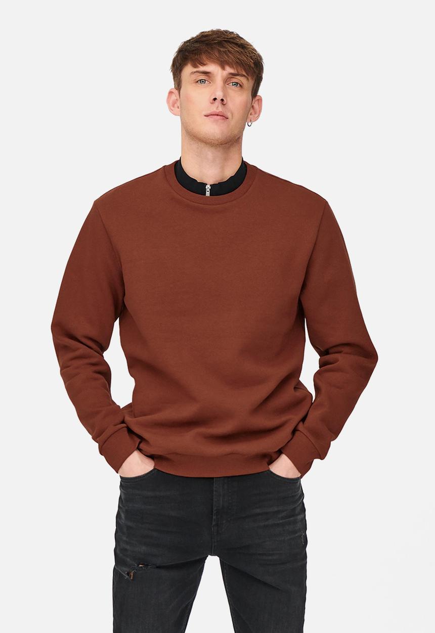 Only & Sons - Onsceres life crew neck noos - burnt henna