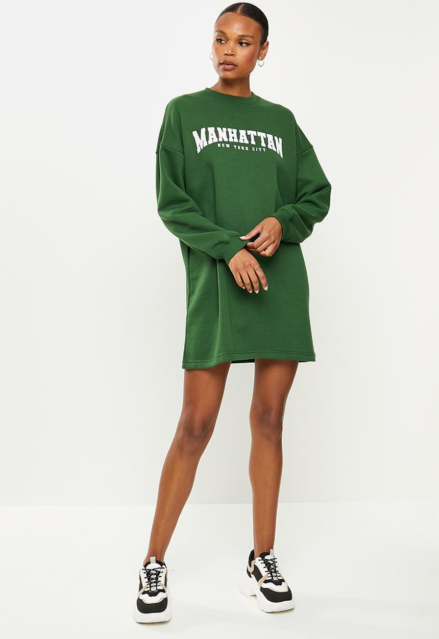 Missguided - Graphic sweater midi dress - green