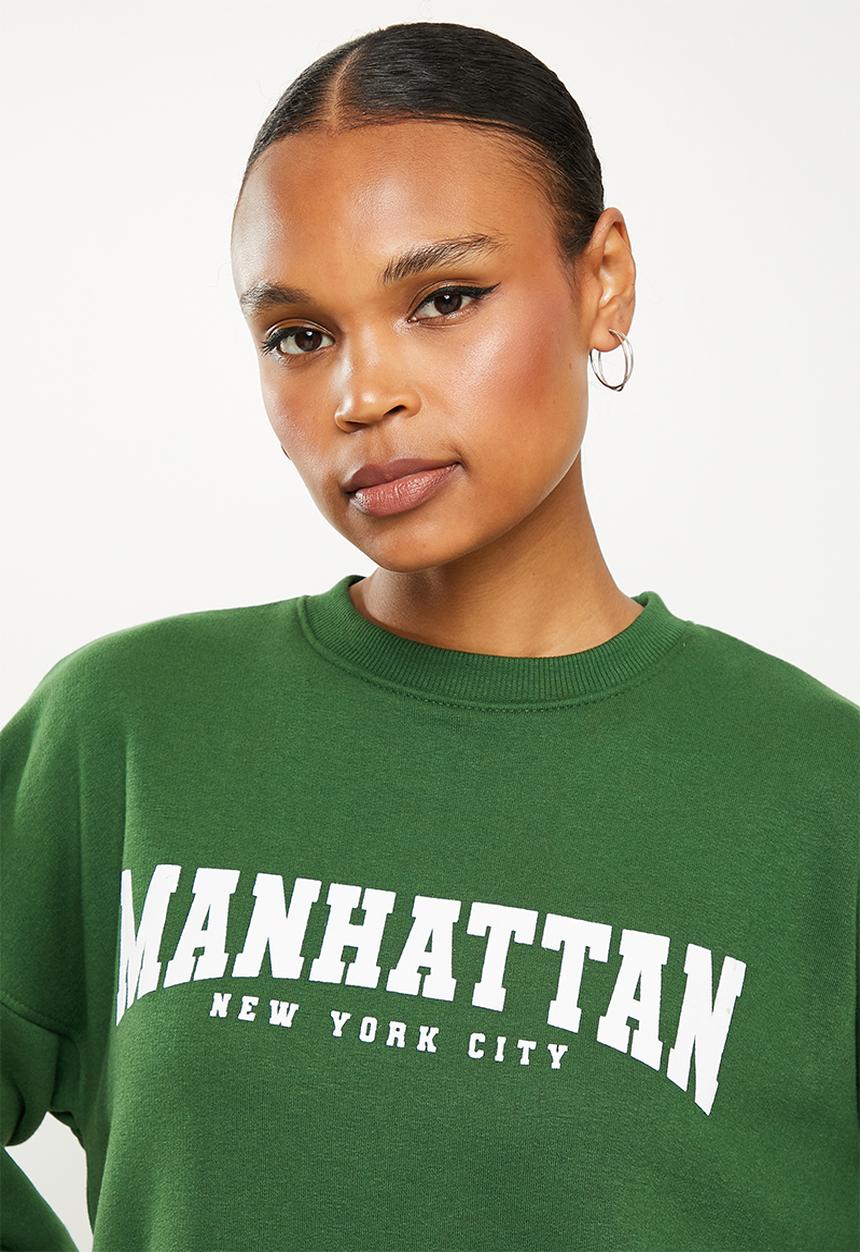 Missguided - Graphic sweater midi dress - green