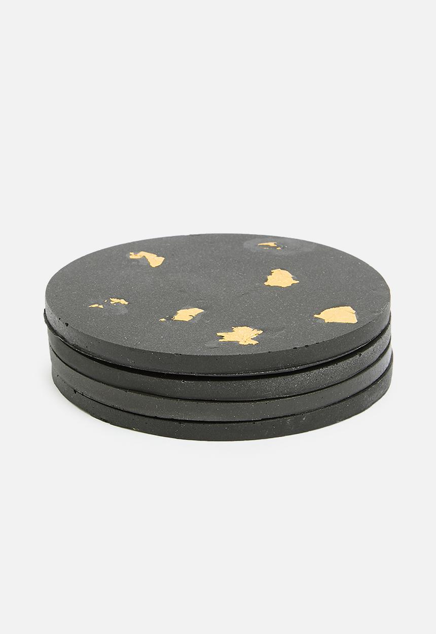 Terrazzo Home - Set of 4 coasters - black & gold
