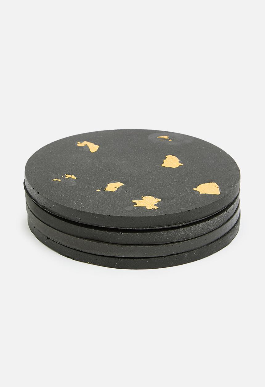 Terrazzo Home - Set of 4 coasters - black & gold