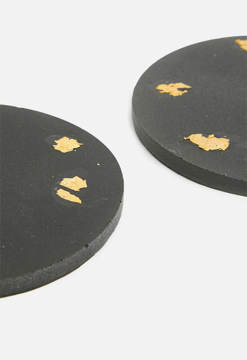 Terrazzo Home - Set of 4 coasters - black & gold