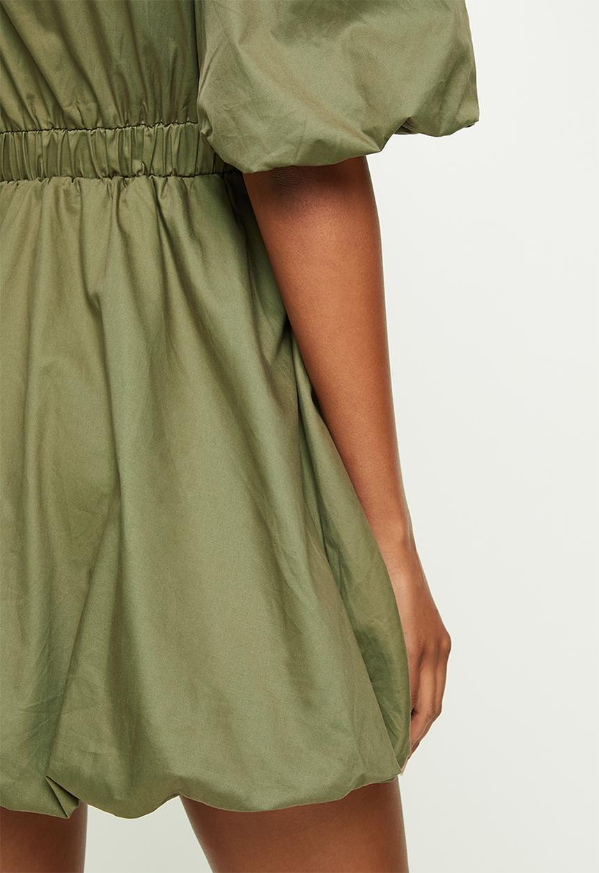 Missguided - Puffball shirt short sleeve poplin dress - khaki