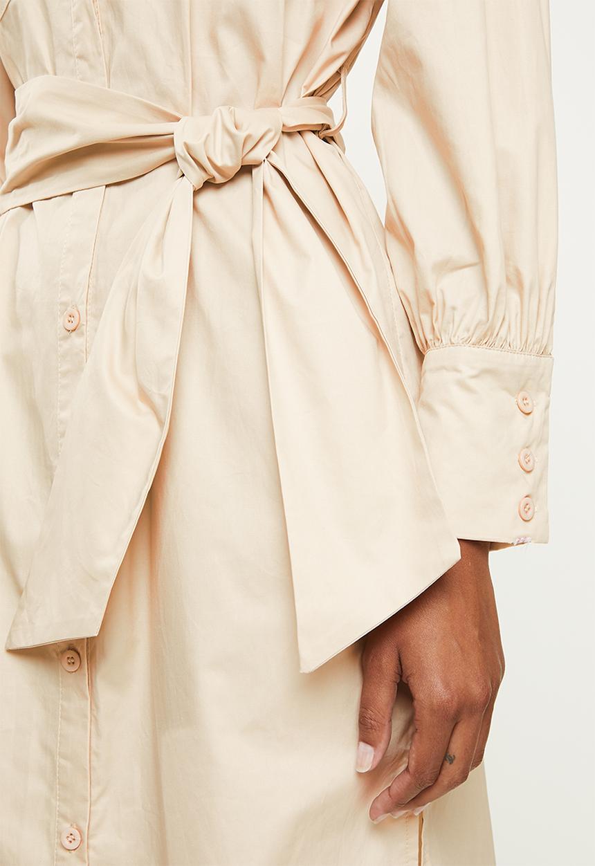 Missguided - Belted utility poplin shirt dress - stone