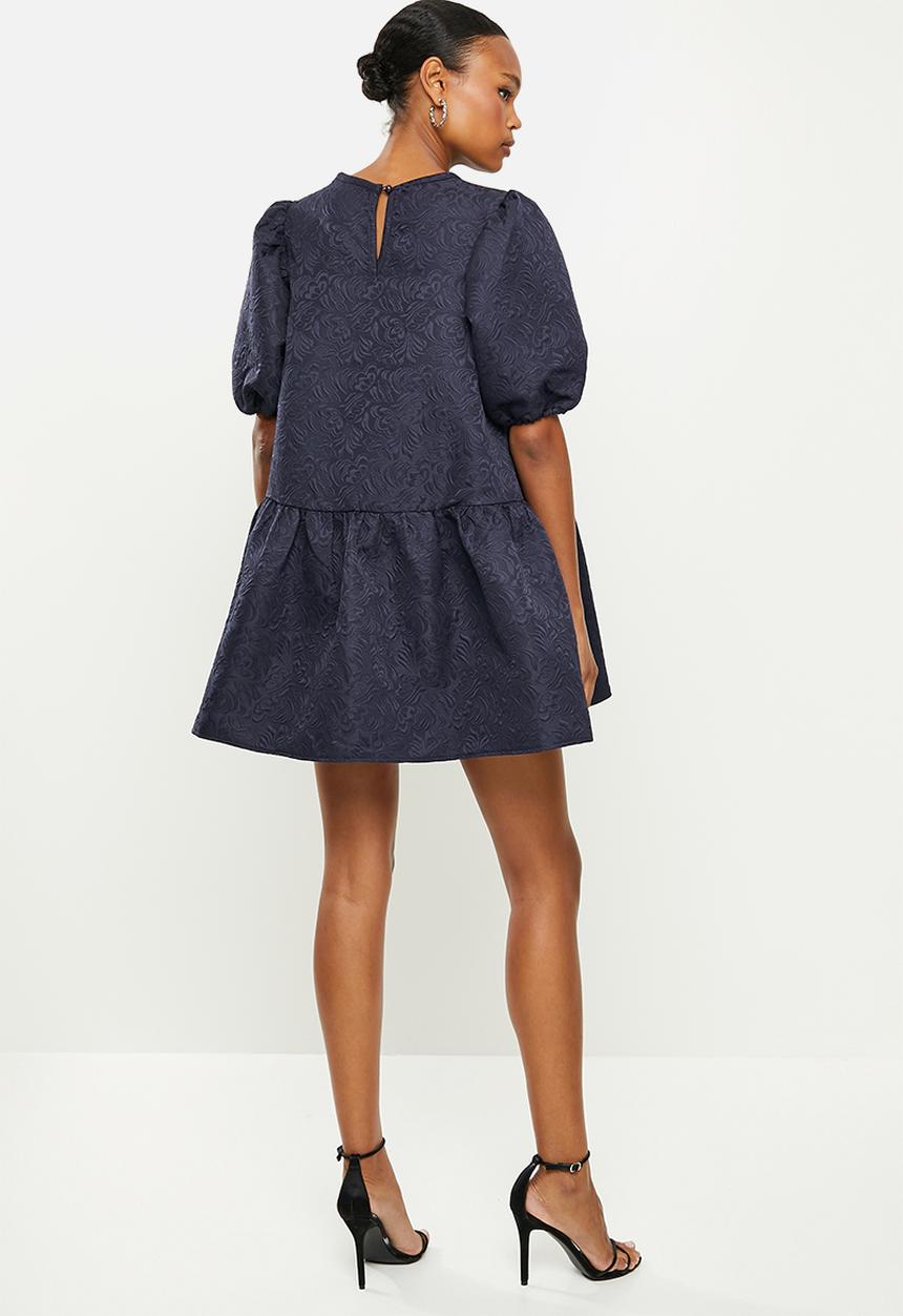 Missguided - Oversized dress puff sleeve dress - navy