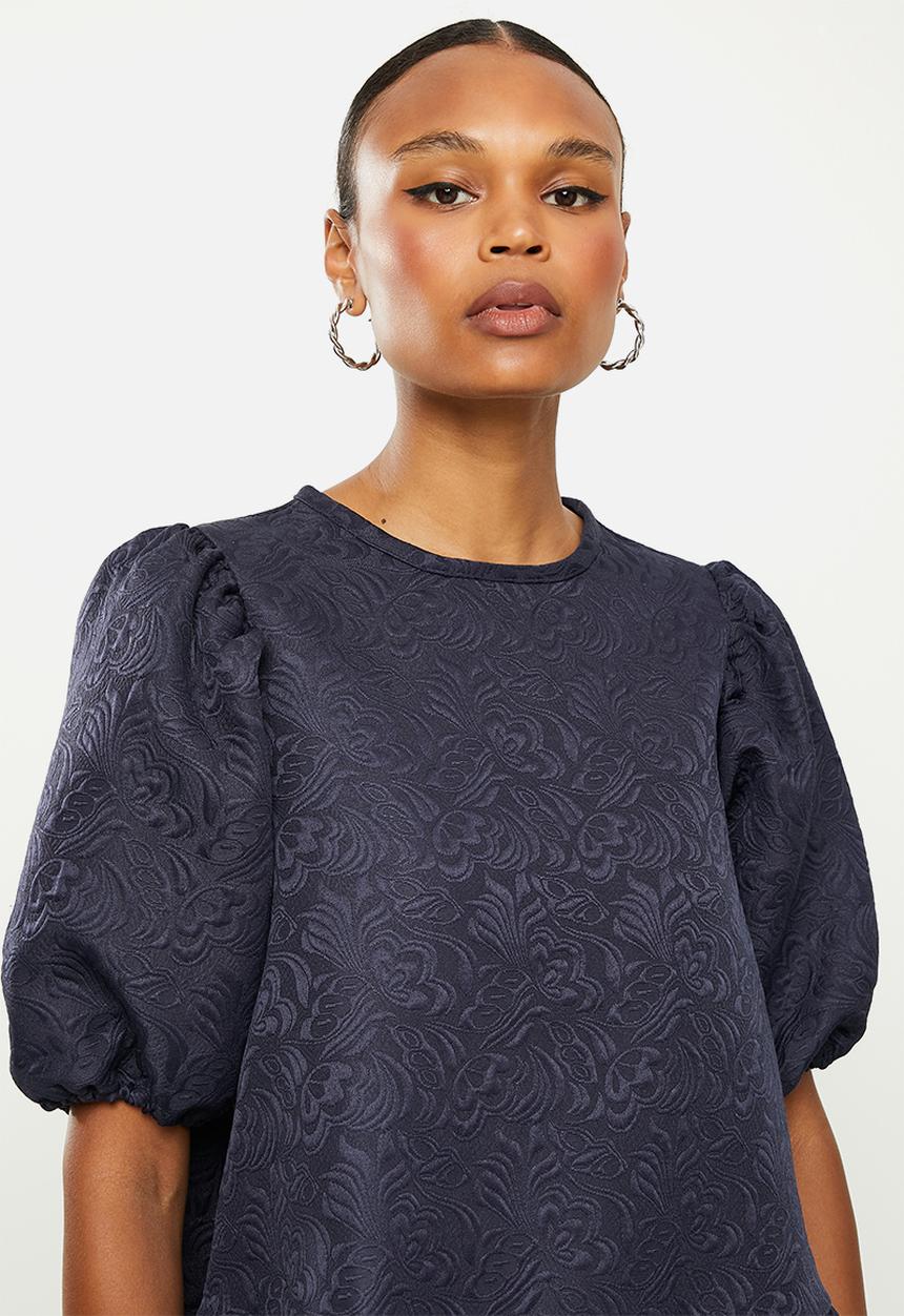 Missguided - Oversized dress puff sleeve dress - navy