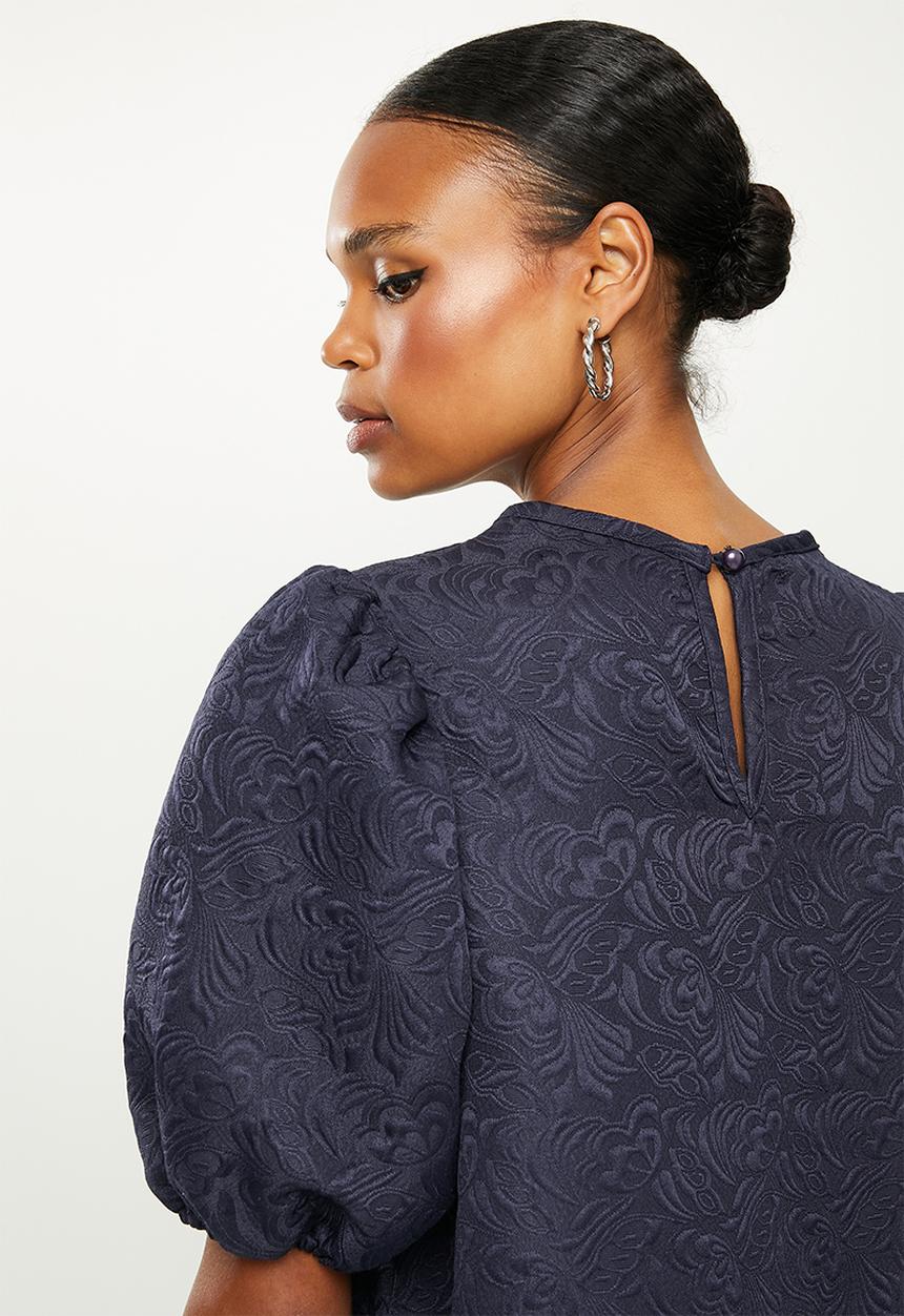 Missguided - Oversized dress puff sleeve dress - navy