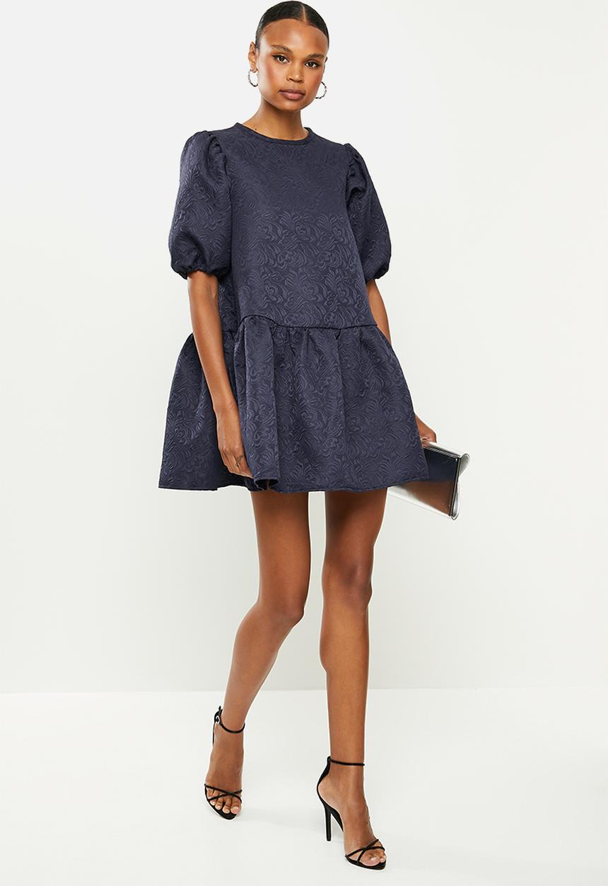 Missguided - Oversized dress puff sleeve dress - navy