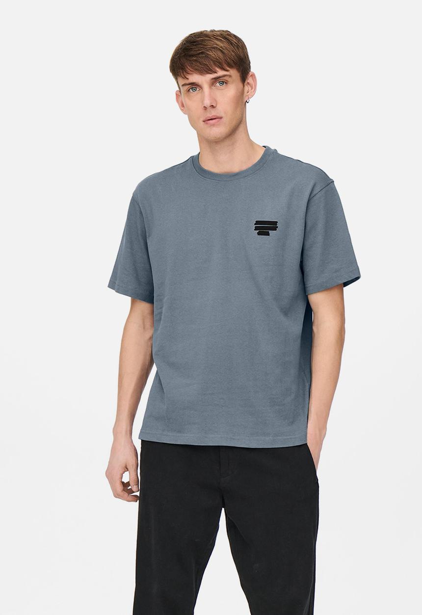 Only & Sons - Onsosris life rlx short sleeve redact tee - stormy weather
