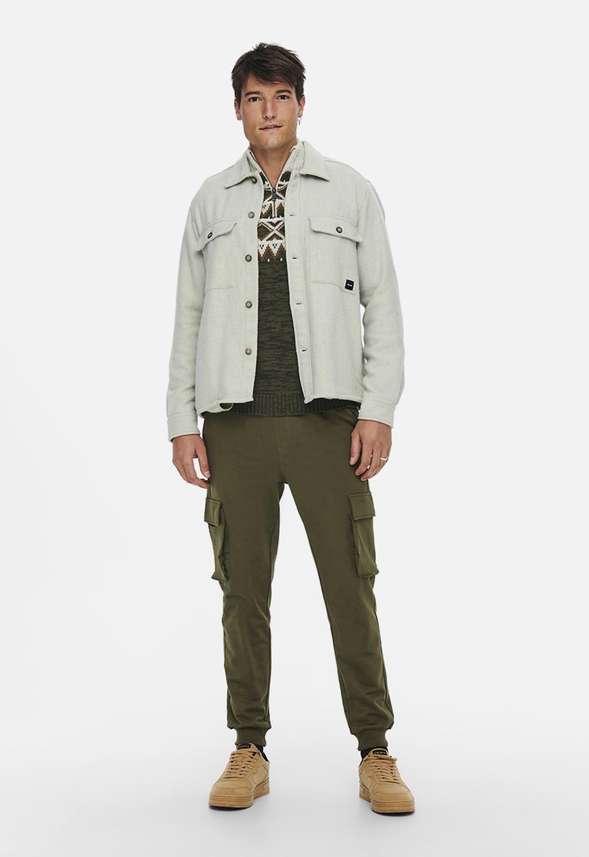 Only & Sons - Onsmillerd ls solid wool overshirt - pelican