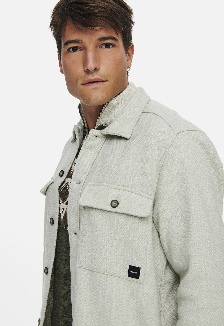 Only & Sons - Onsmillerd ls solid wool overshirt - pelican