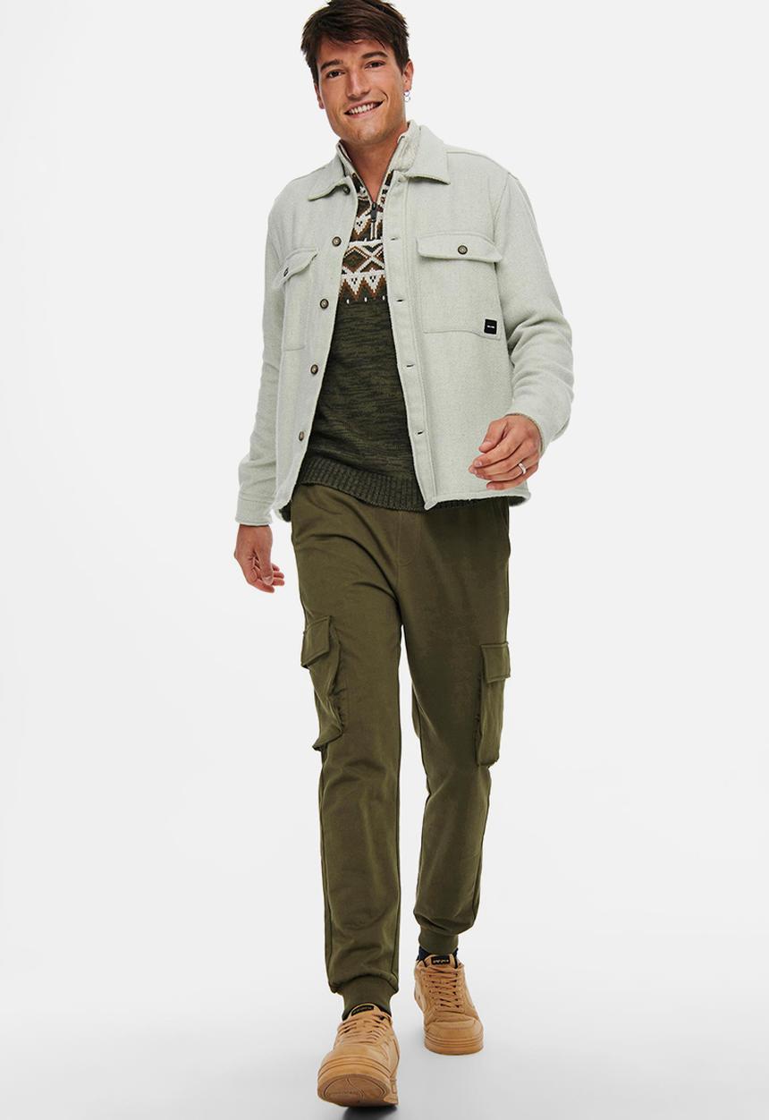 Only & Sons - Onsmillerd ls solid wool overshirt - pelican