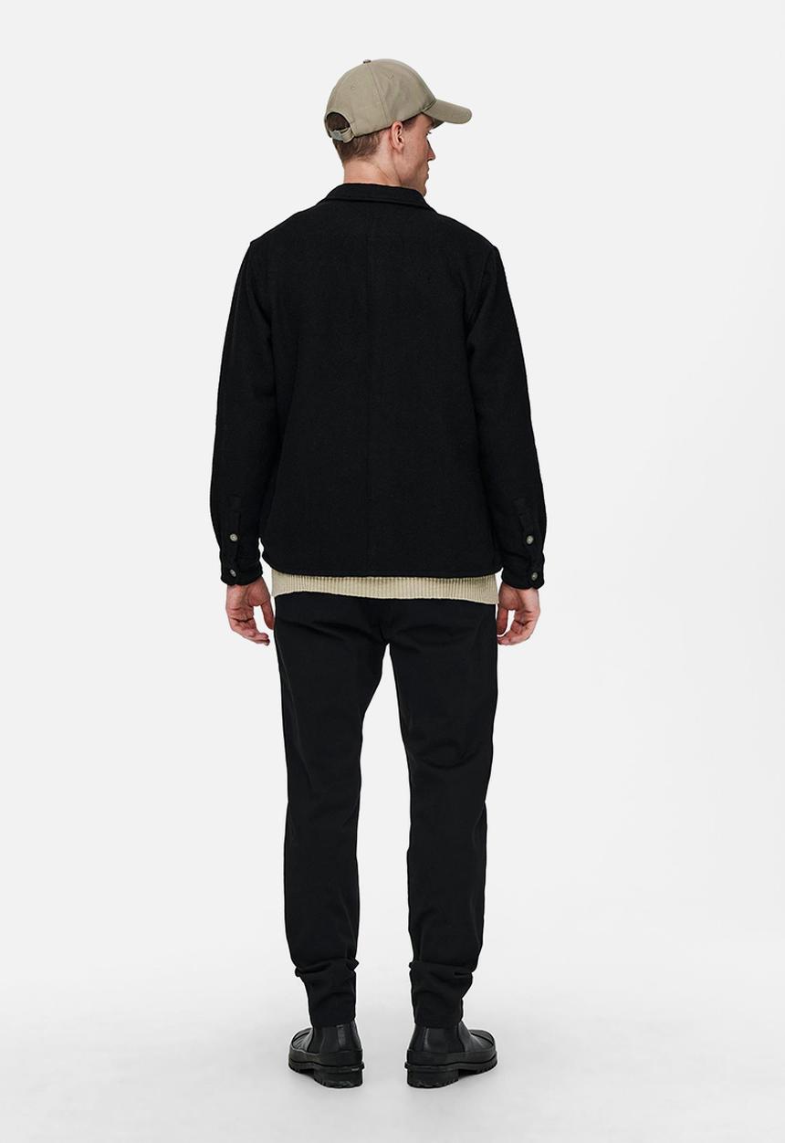 Only & Sons - Onsmillerd ls solid wool overshirt - black