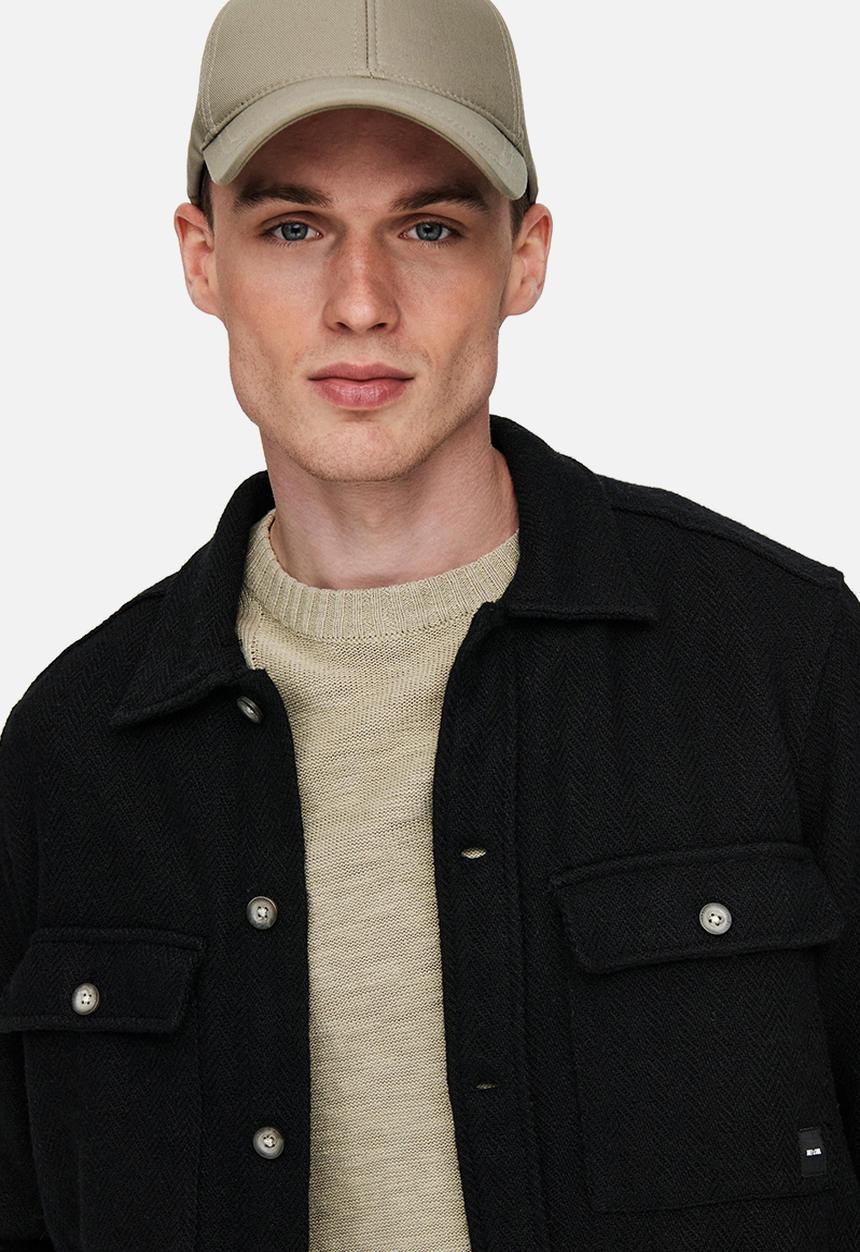 Only & Sons - Onsmillerd ls solid wool overshirt - black