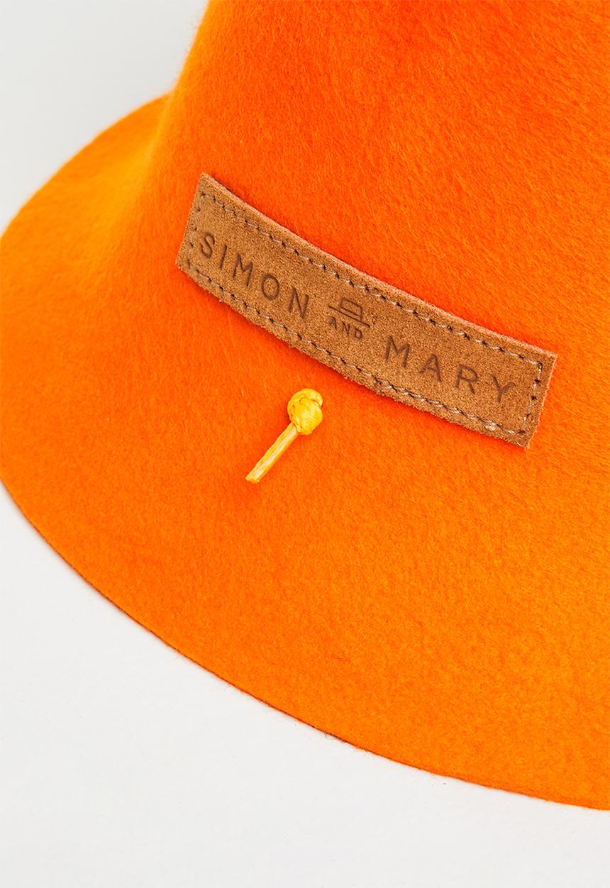 Simon and Mary - Wonky pith helmet - bright orange