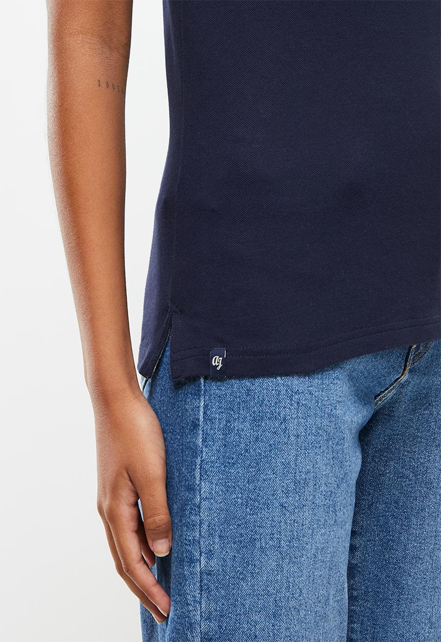 Aca Joe - Ladies aca joe stripe collar, round logo golfer - navy