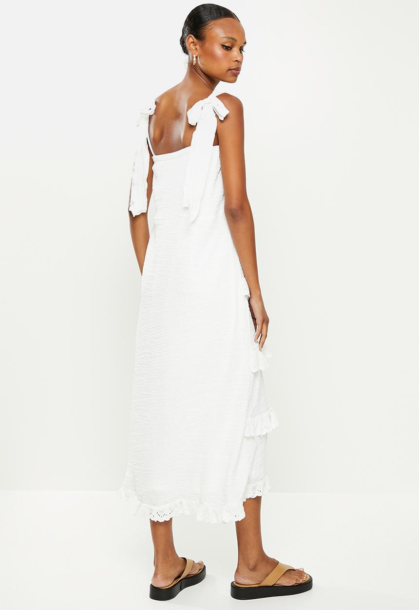 Missguided - Cami ruffle tiered midi dress - white