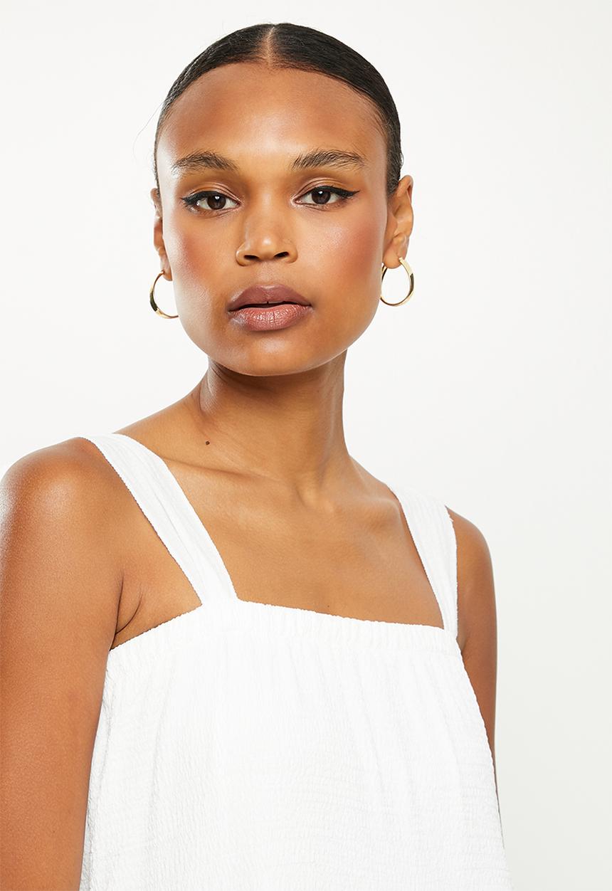 Missguided - Cami ruffle tiered midi dress - white