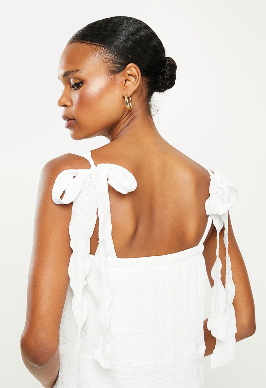Missguided - Cami ruffle tiered midi dress - white