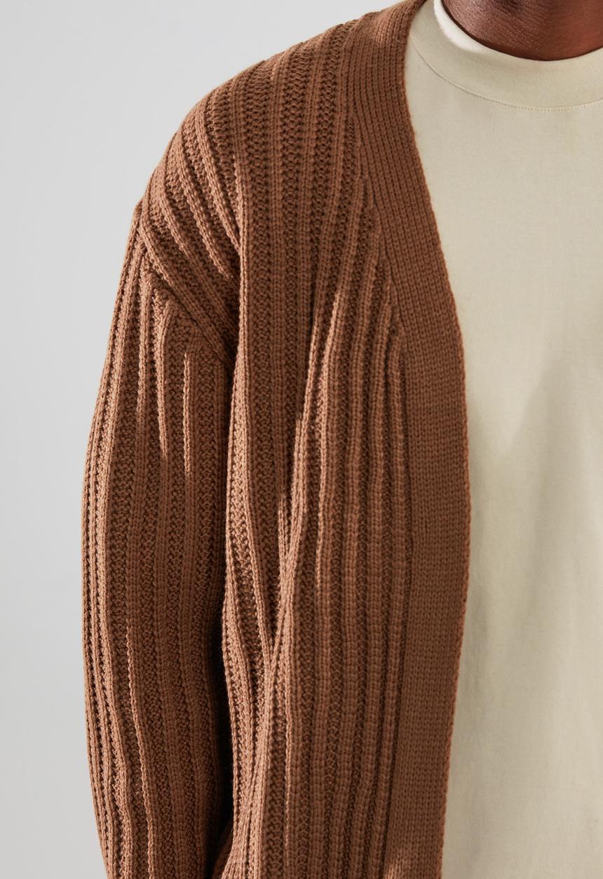 Trendyol - Textured regular fit cardigan - mink