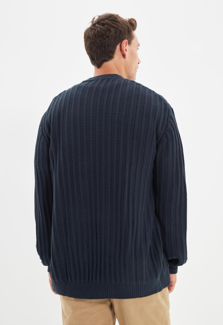 Trendyol - Textured regular fit cardigan - navy