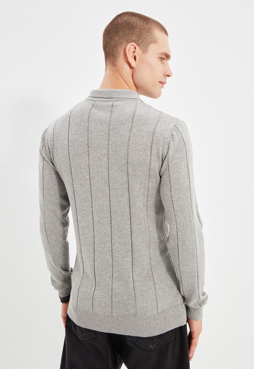 Trendyol - Quarter zip knit golfer - grey
