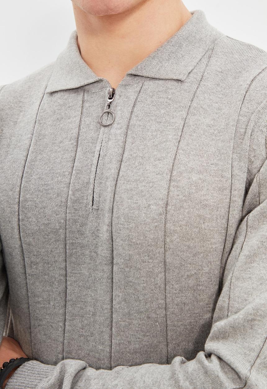 Trendyol - Quarter zip knit golfer - grey