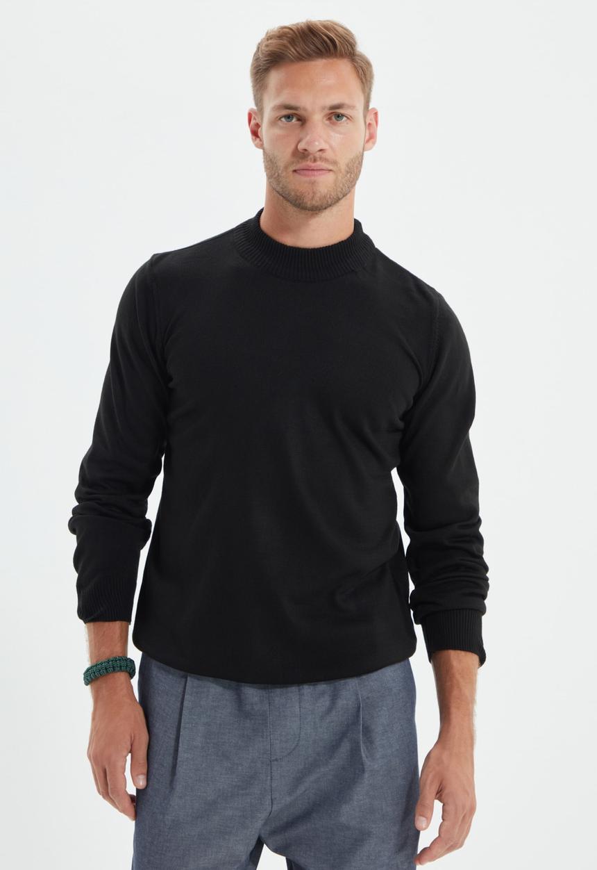 Trendyol - Chris high neck slim fit knit - black