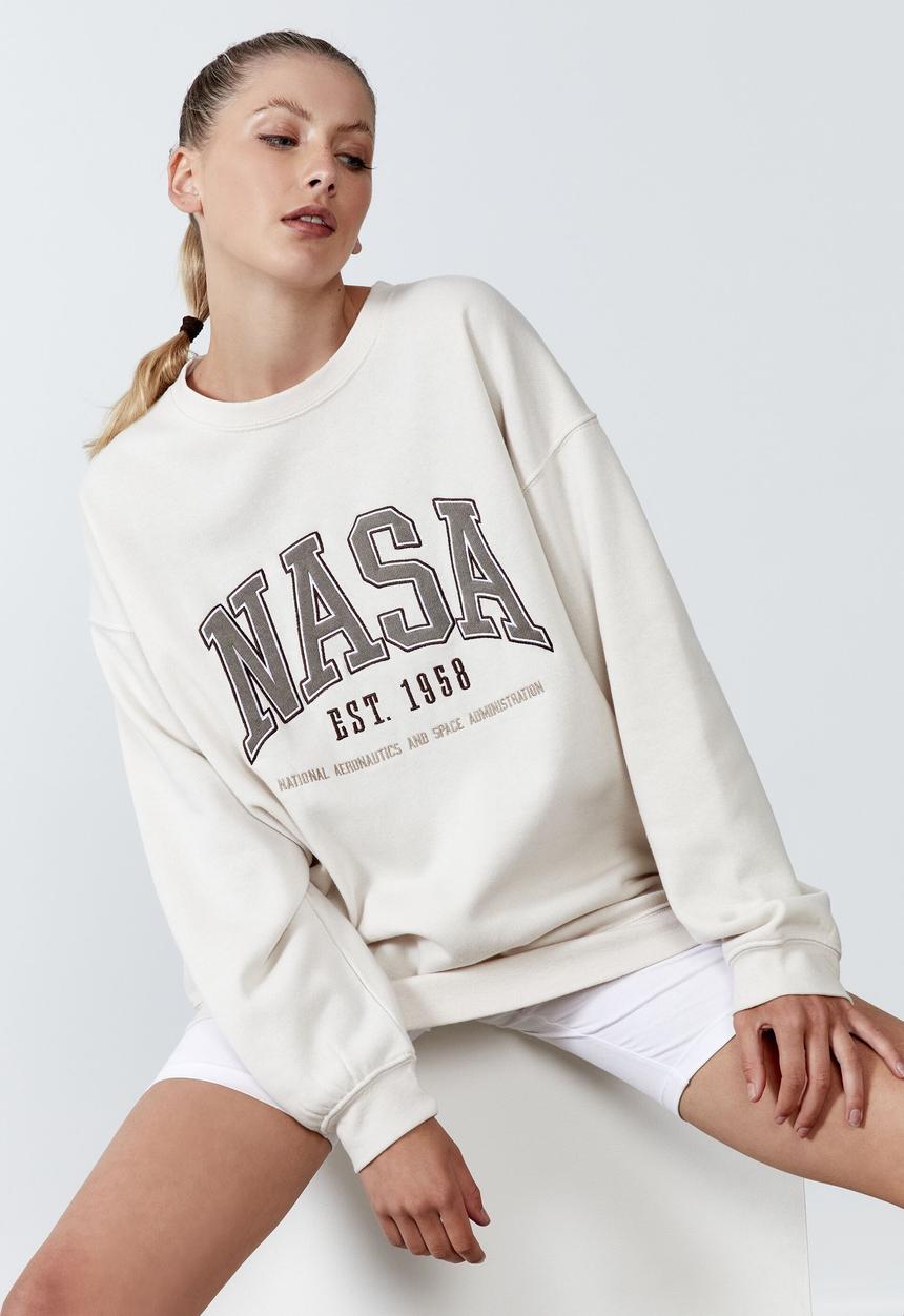 Factorie - Lcn nasa oversized graphic crew - lcn nas light stone/nasa