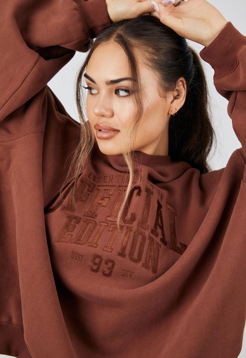 Factorie - Slouchy premium graphic crew - maple brown/official edition
