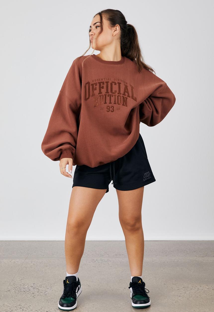 Factorie - Slouchy premium graphic crew - maple brown/official edition