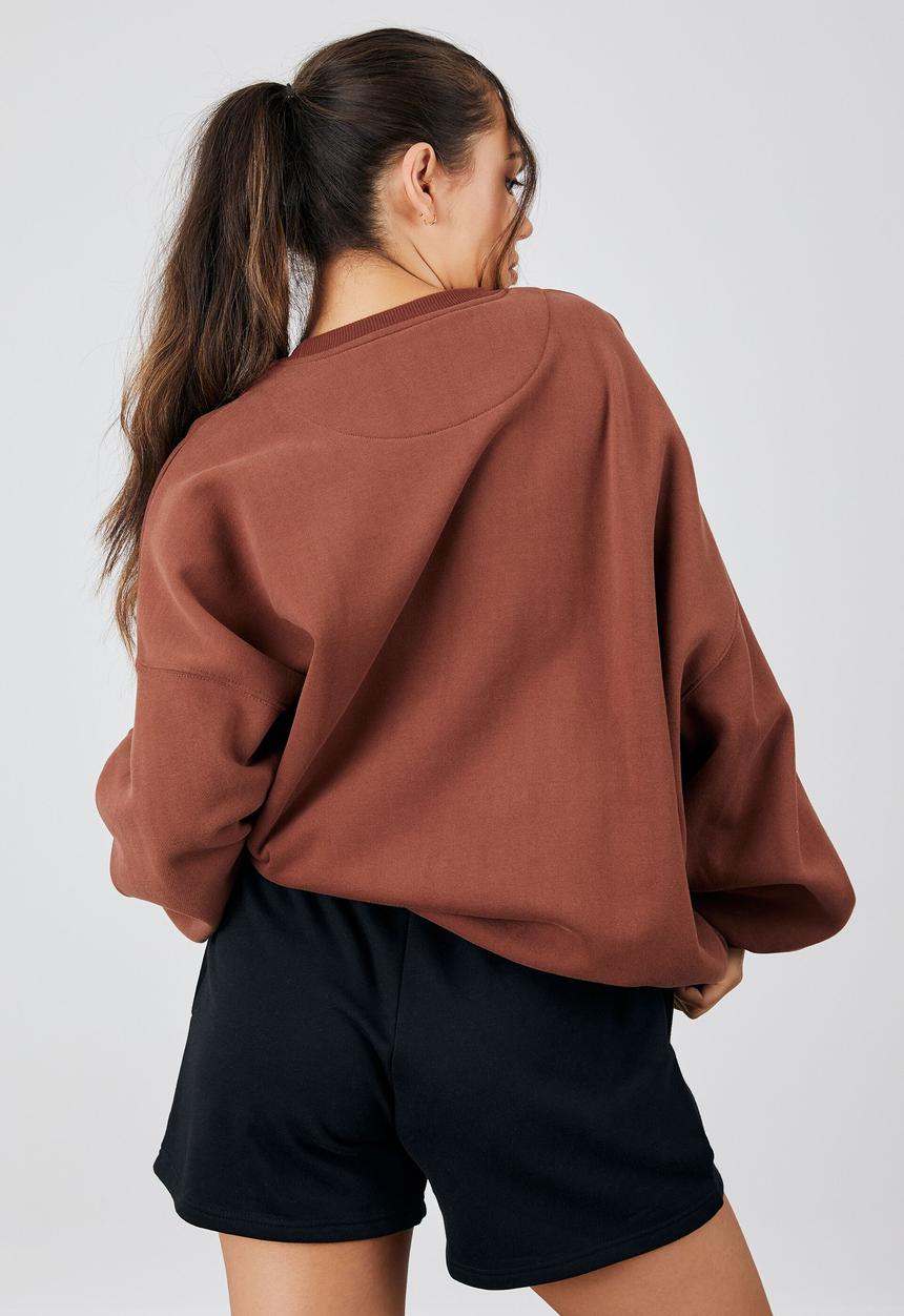 Factorie - Slouchy premium graphic crew - maple brown/official edition