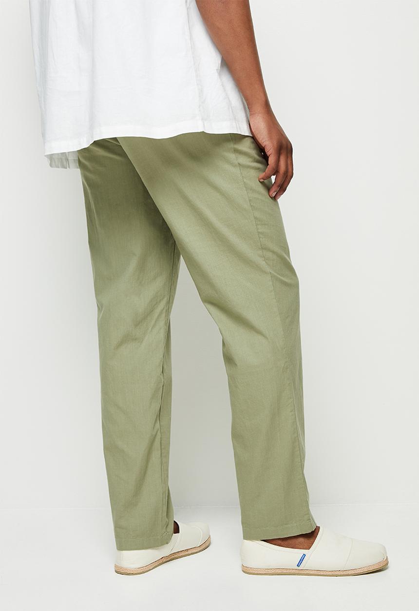 Lark & Crosse - Textured elastic waistband pant - fatigue green