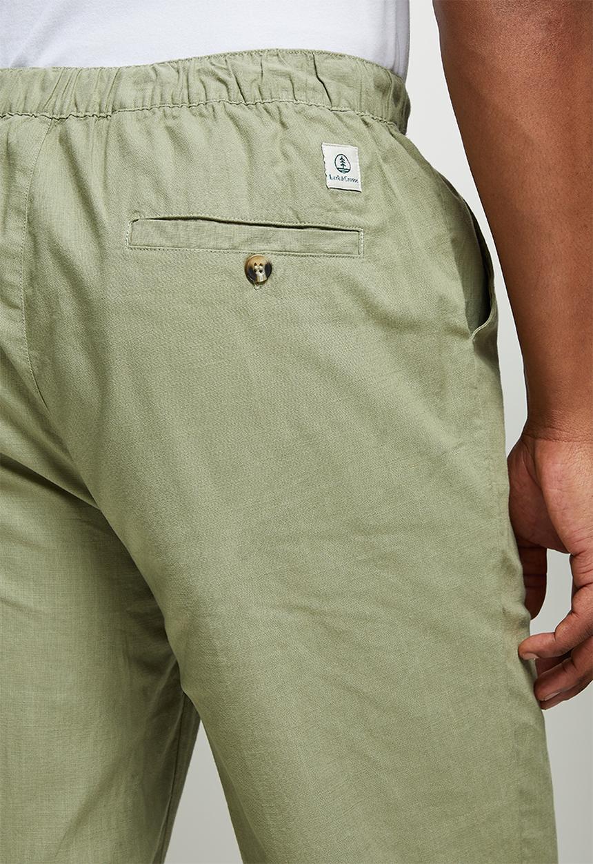 Lark & Crosse - Textured elastic waistband pant - fatigue green