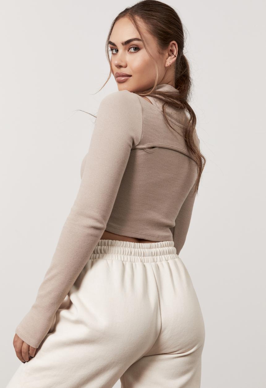 Factorie - Long sleeve cut out top - nude blush