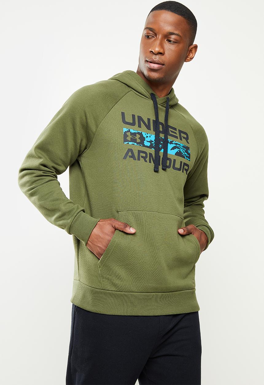 Under Armour -  UA Rival Fleece Signature Box Hoodie - Olive