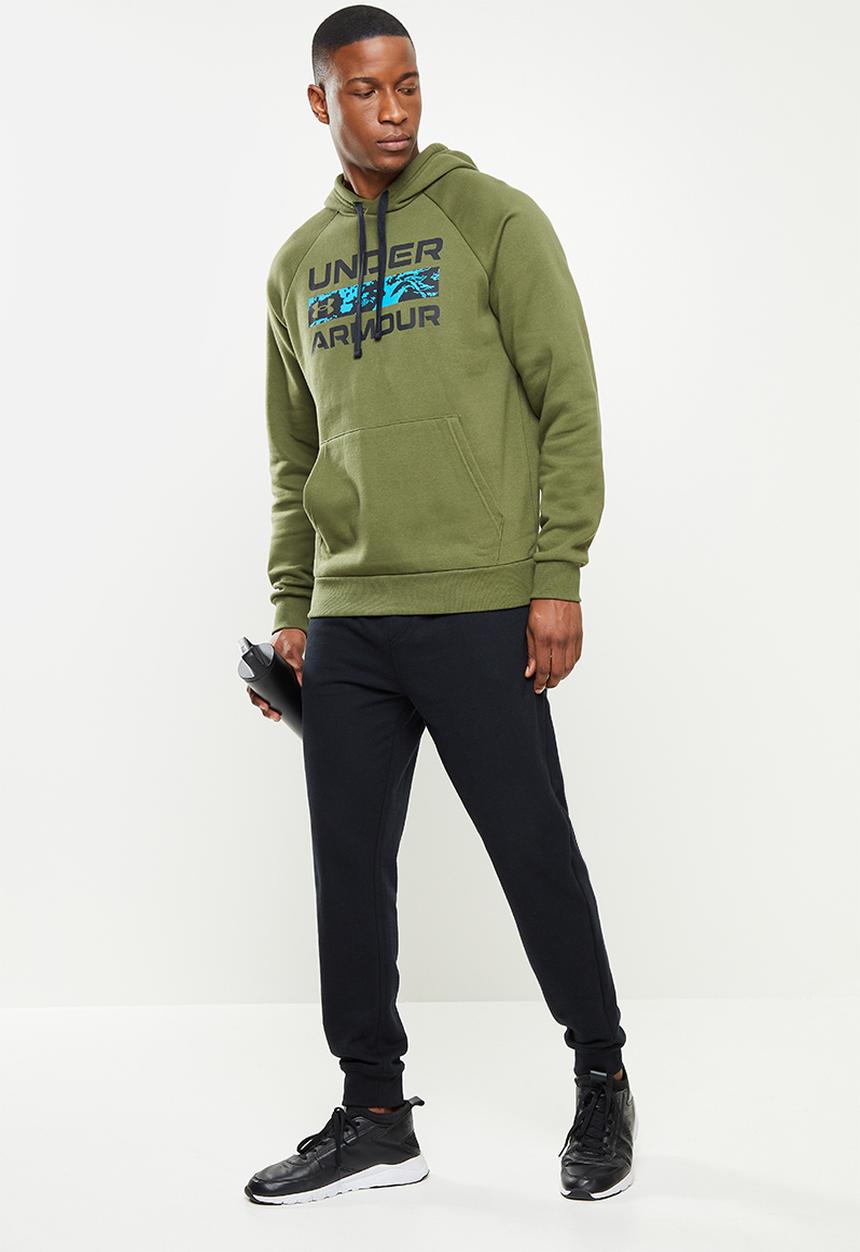 Under Armour -  UA Rival Fleece Signature Box Hoodie - Olive