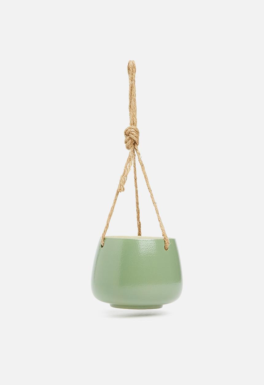 H&S - Ceramic rope flower pot - slate