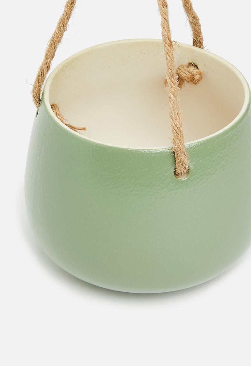 H&S - Ceramic rope flower pot - slate
