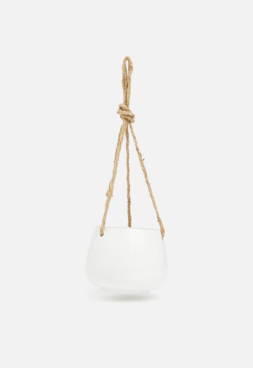 H&S - Ceramic rope flower pot - white