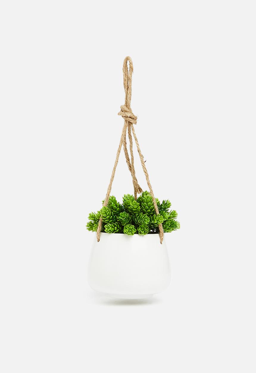 H&S - Ceramic rope flower pot - white