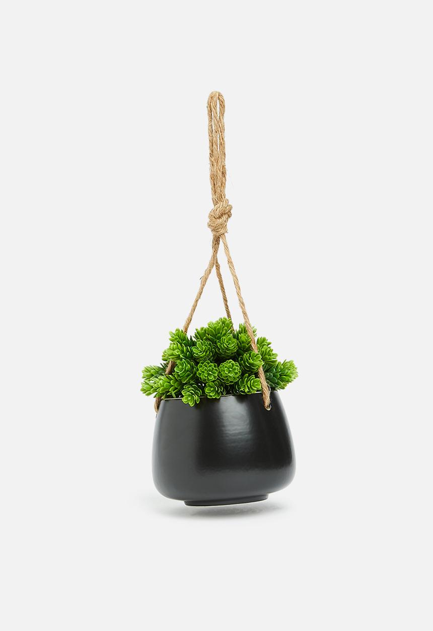 H&S - Ceramic rope flower pot - black