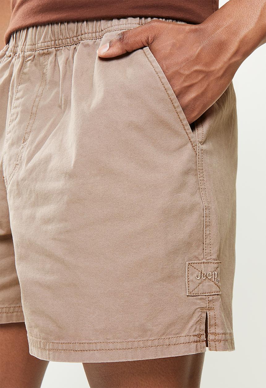 JEEP - 12cm elasticated rugby short - bark