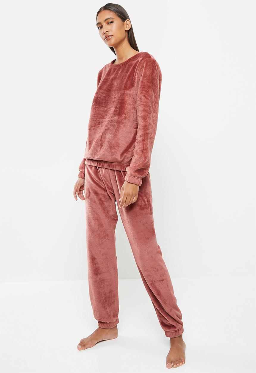 dailyfriday - Sleep top & jogger set - burgundy