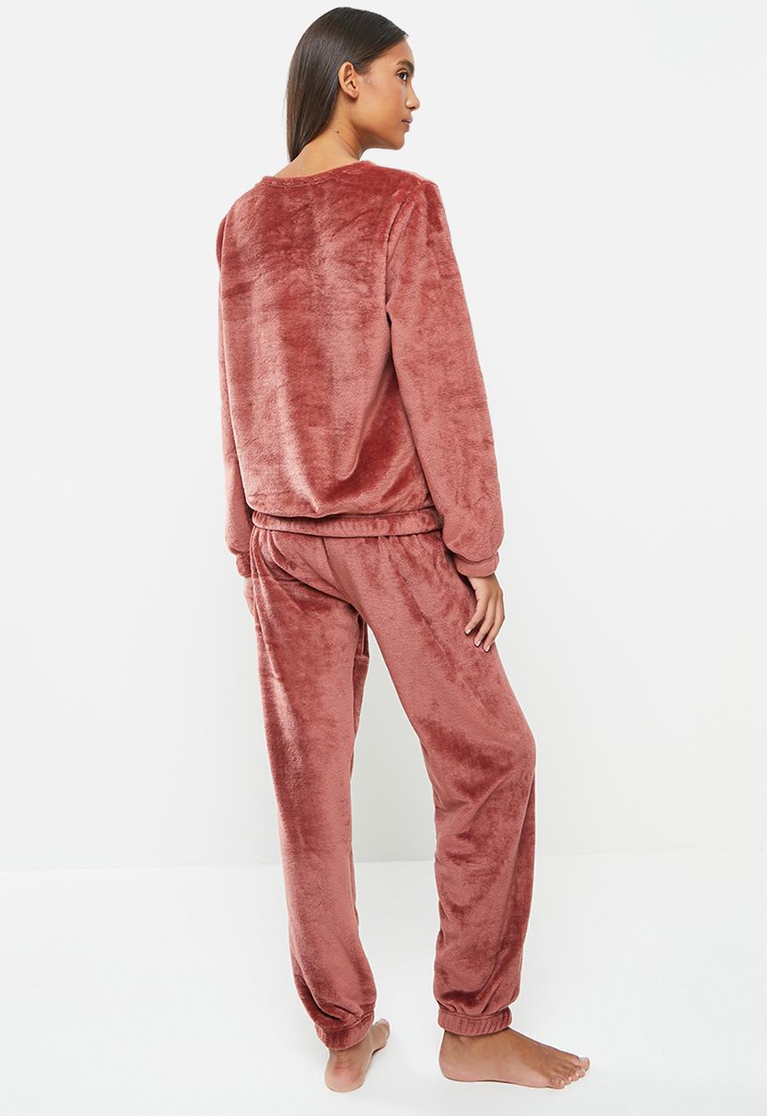 dailyfriday - Sleep top & jogger set - burgundy