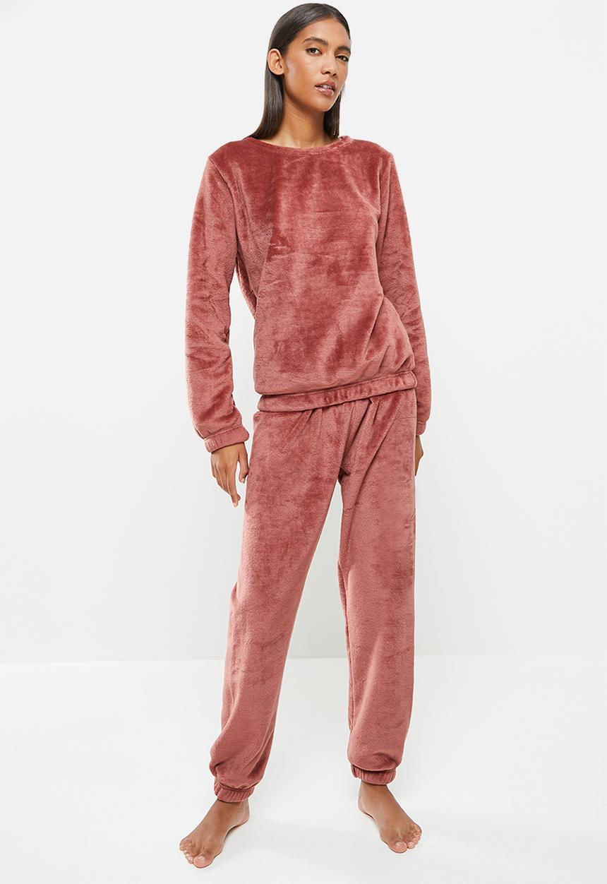 dailyfriday - Sleep top & jogger set - burgundy