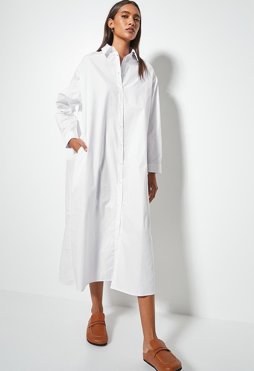 Superbalist - Pleated shirt dress - white
