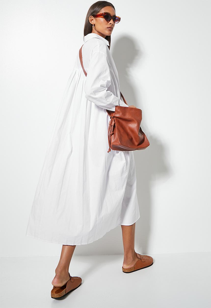 Superbalist - Pleated shirt dress - white