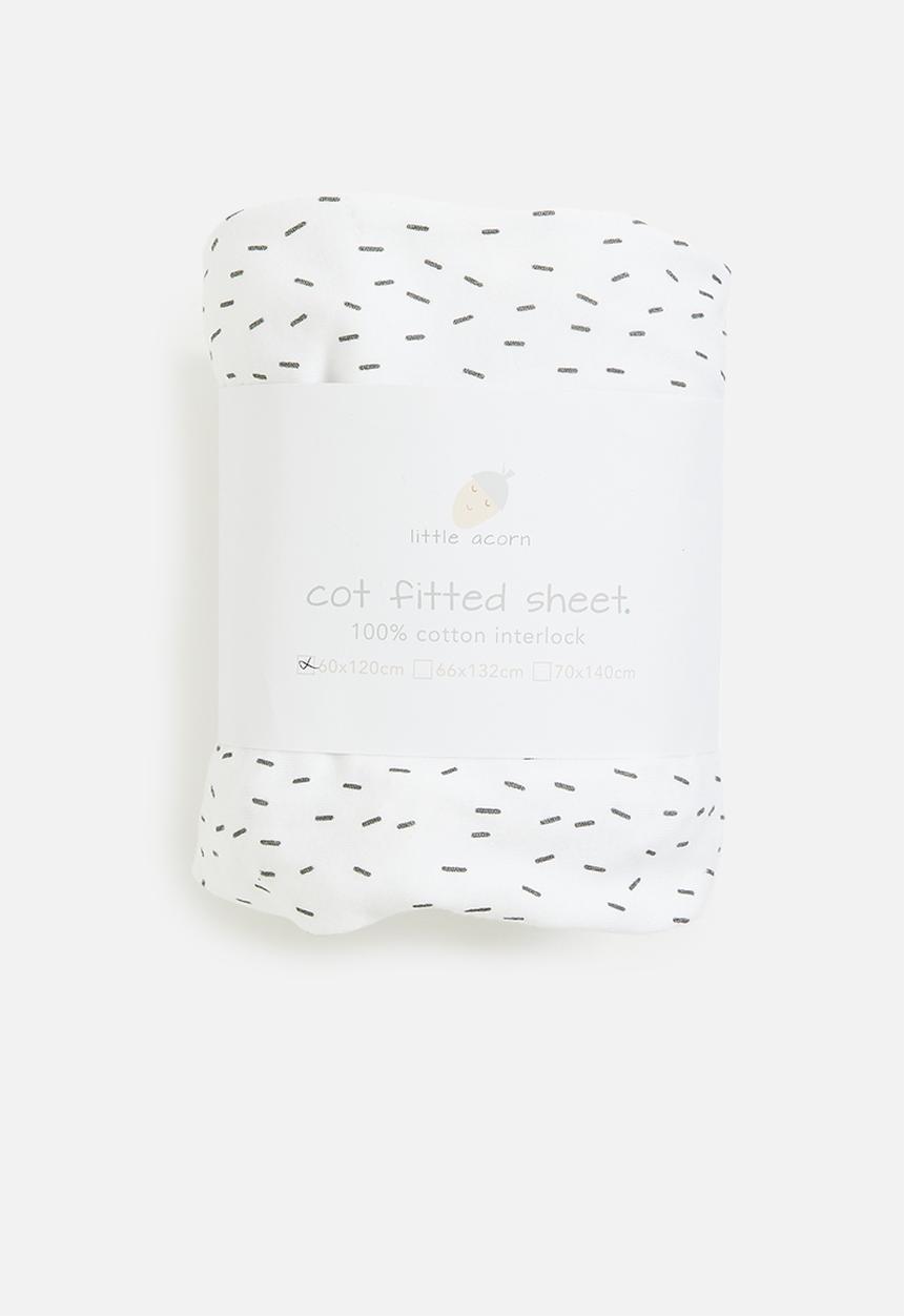 Babes and Kids Linen - Sprinkels fitted cot sheet - white & black