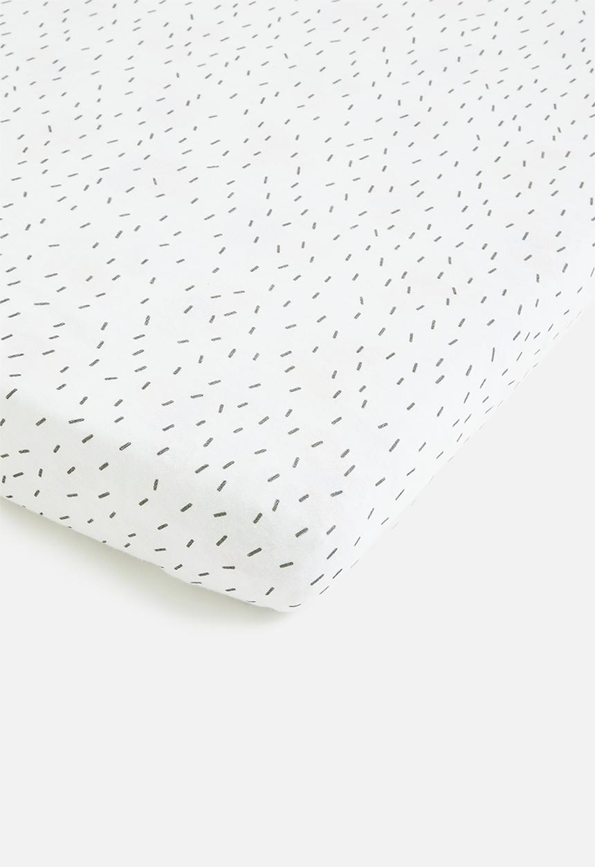Babes and Kids Linen - Sprinkels fitted cot sheet - white & black